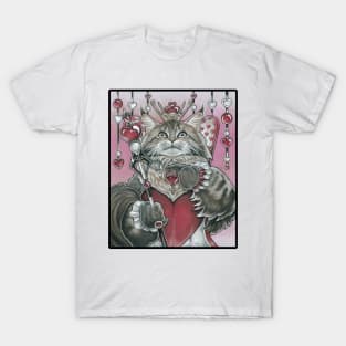 The Queen of Hearts Cat - Black Outlined Version T-Shirt